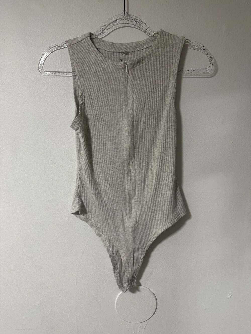 Ribbed Zip Front Bodysuit Size XL